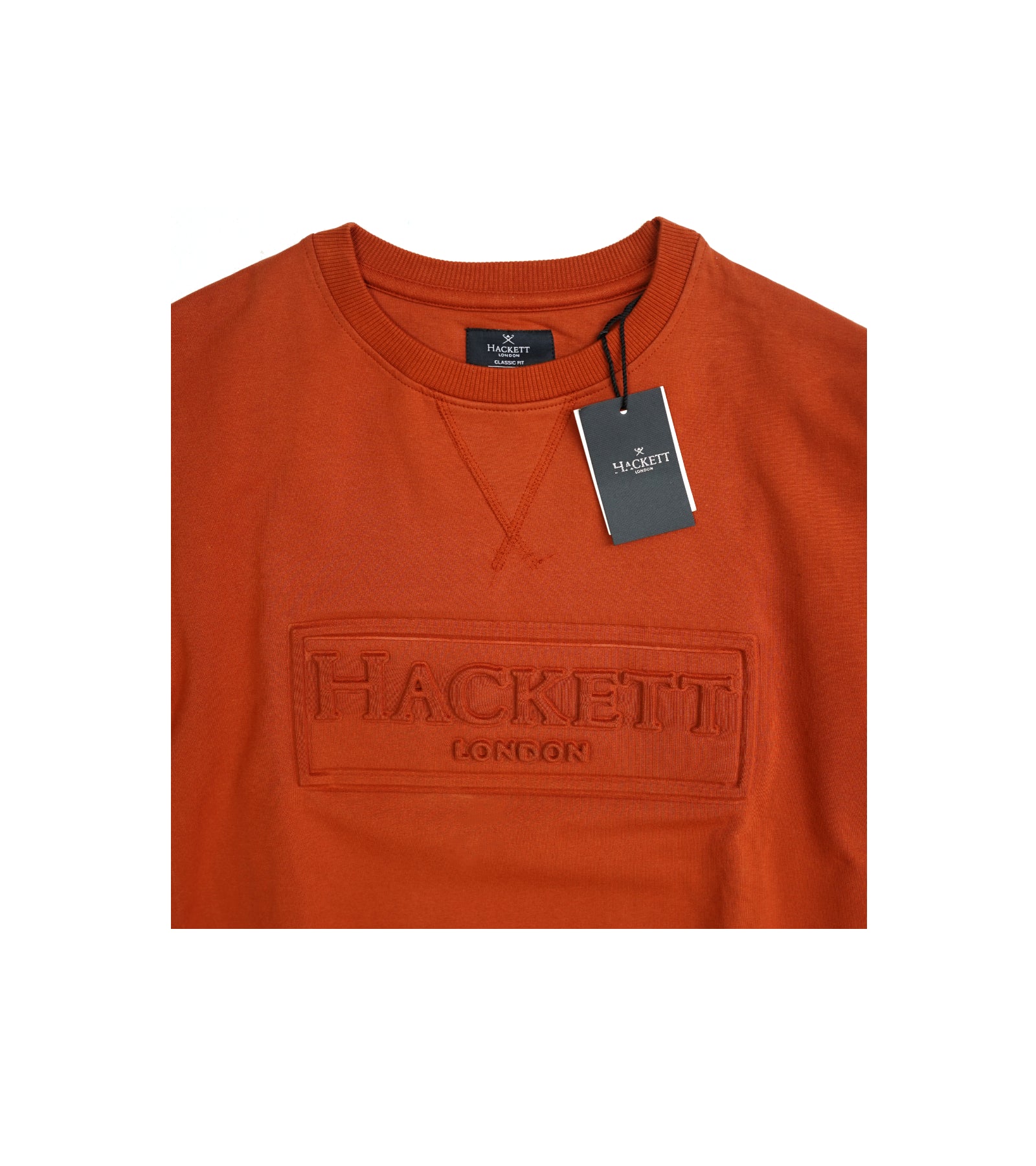 Hackett London Sweatshirt | Embossed Logo Sweatshirt in Orange