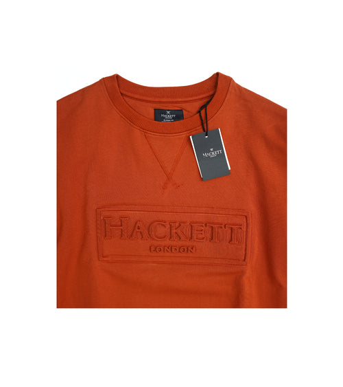 Hackett London Sweatshirt | Embossed Logo Sweatshirt in Orange