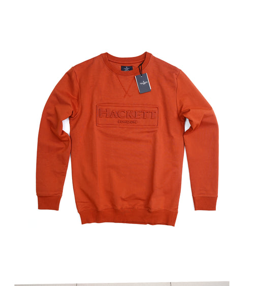 Hackett London Sweatshirt | Embossed Logo Sweatshirt in Orange