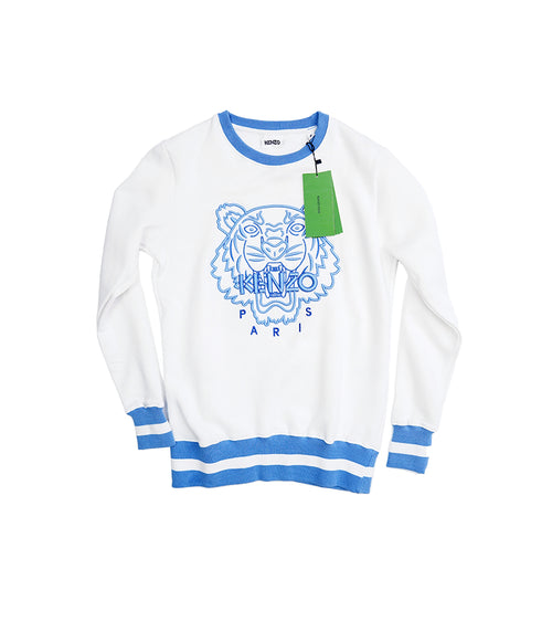 Kenzo Sweat shirt | White Sweat shirt with Blue Tiger Print