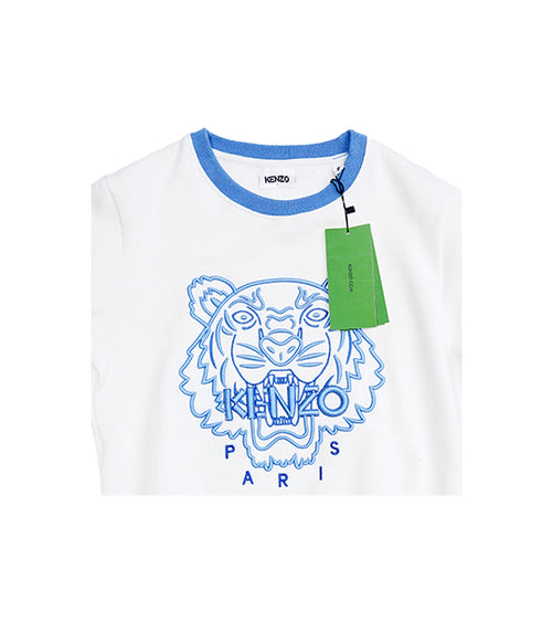 Kenzo Sweat shirt | White Sweat shirt with Blue Tiger Print