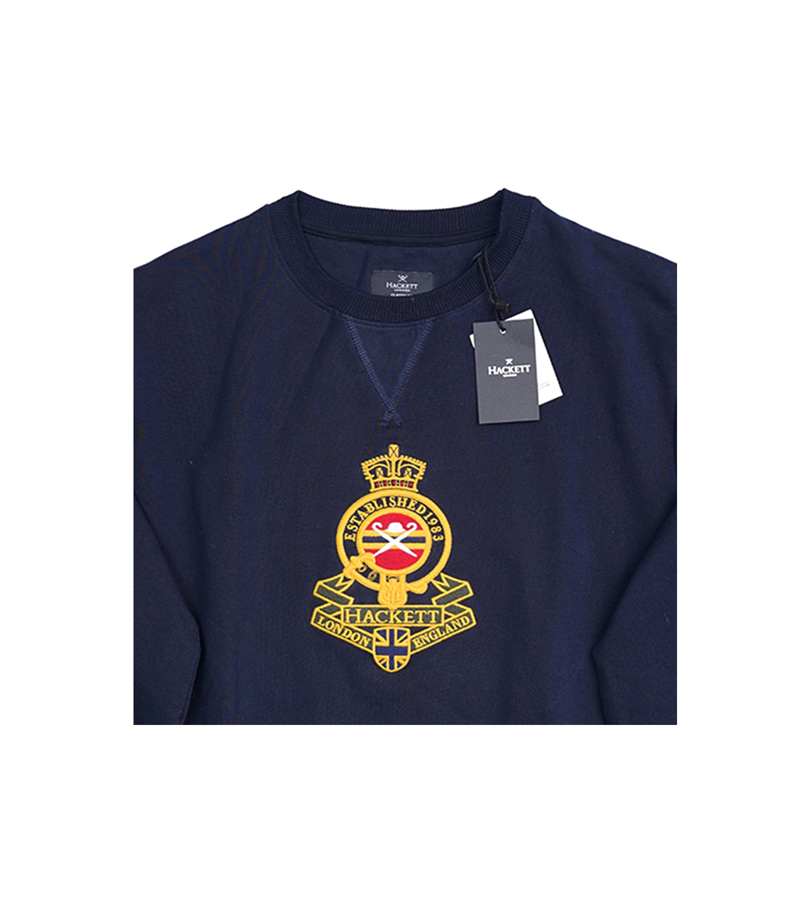 Hackett London Sweat shirt | Navy Sweat shirt with Embroidered Crest