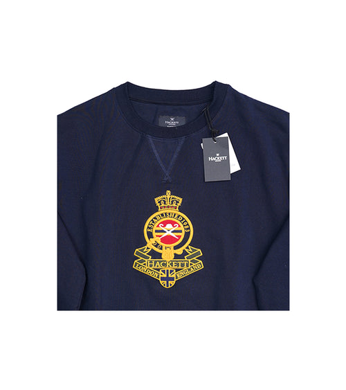 Hackett London Sweat shirt | Navy Sweat shirt with Embroidered Crest