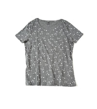 H&M Women’s Grey Short Sleeve T-Shirt with All-Over White Star & Moon Print | Soft Cotton Blend