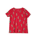 H&M Premium Round Neck | Red Reindeer Print T-Shirt