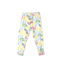 H&M Trouser – White with Colorful Car Print