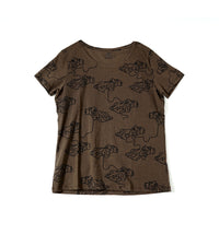 Brown Short-Sleeve T-Shirt with Racing Car Print - Casual Kids' Graphic Tee