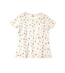 H&M Women’s Cream Short Sleeve T-Shirt with Mini Botanical Print | Soft Cotton Blend, Relaxed Fit