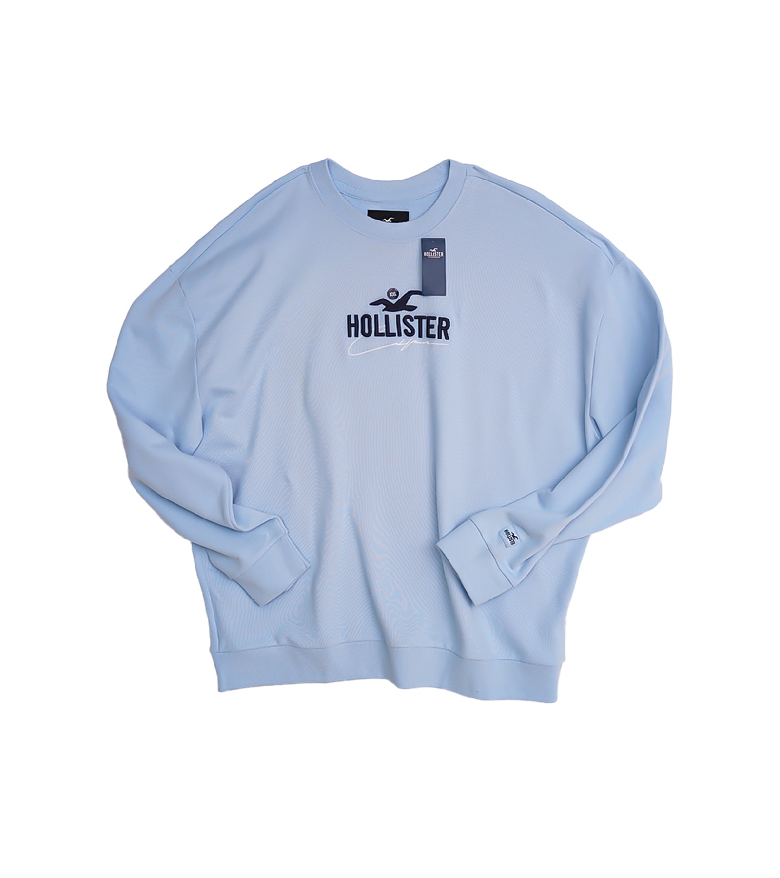Hollister Men's Light Blue Logo Sweatshirt