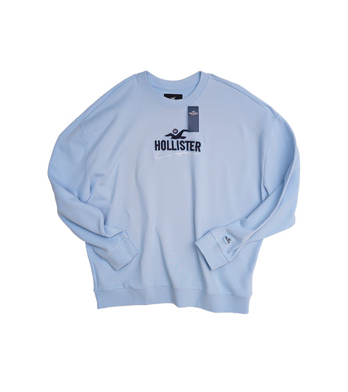 Hollister Men's Light Blue Logo Sweatshirt