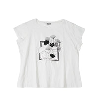 H&M T-Shirt – White with Black Floral Print