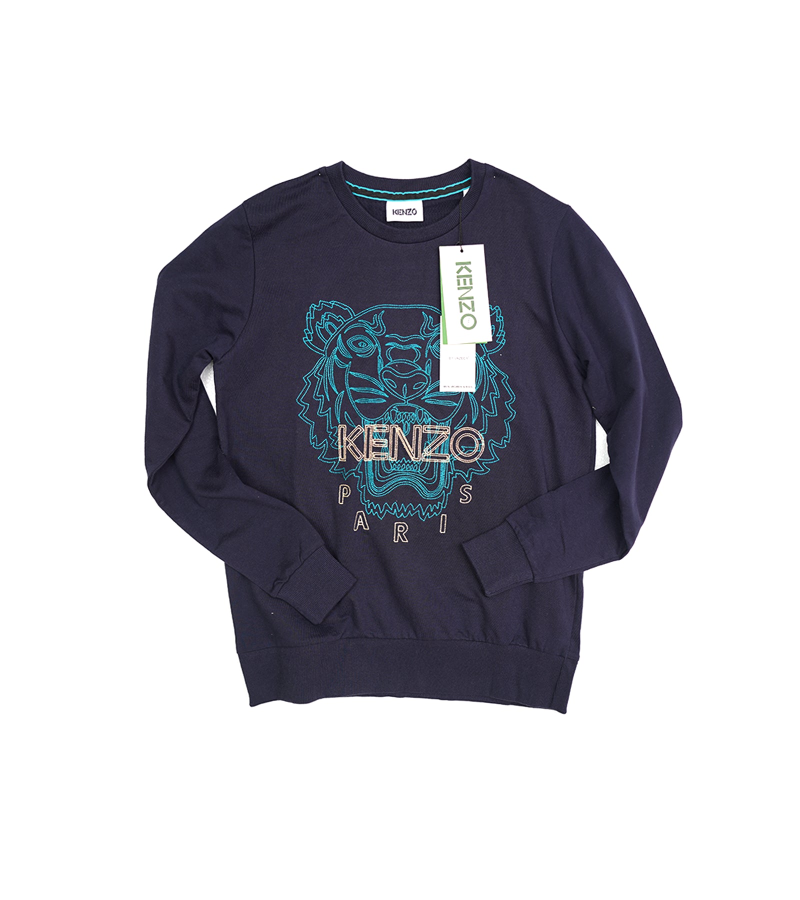 Kenzo Sweatshirt | Navy Sweatshirt with Bold Tiger Print and Kenzo Paris Design