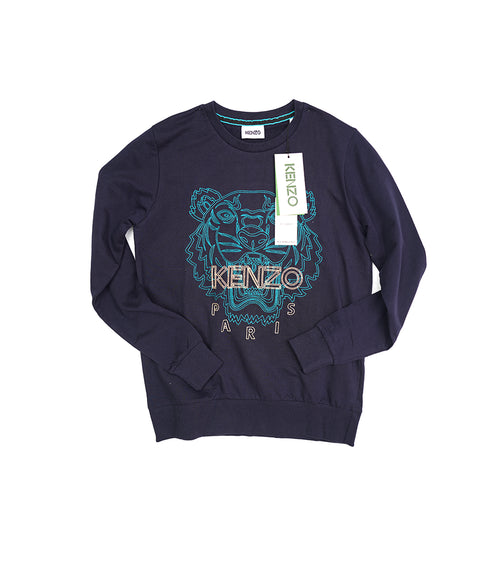 Kenzo Sweatshirt | Navy Sweatshirt with Bold Tiger Print and Kenzo Paris Design