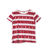 H&M Premium Round Neck | Red Holiday Print T-Shirt