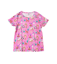 H&M Premium Round Neck | Pink Christmas Print T-Shirt