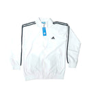 Adidas Premium Zipper Jacket | White Athletic Zip Jacket with Black Stripes