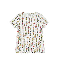 White Cotton T-Shirt with Colorful Nutcracker Print – Holiday Edition