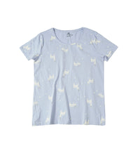H&M Women’s Light Blue Short Sleeve T-Shirt with Cute White Llama & Star Print | Soft Cotton Blend
