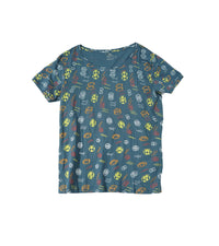 Blue Cotton T-Shirt with Sports Print – Casual Athletic Style