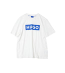 Hugo Graphic Print Round Neck T-Shirt - White with Bold Blue Logo