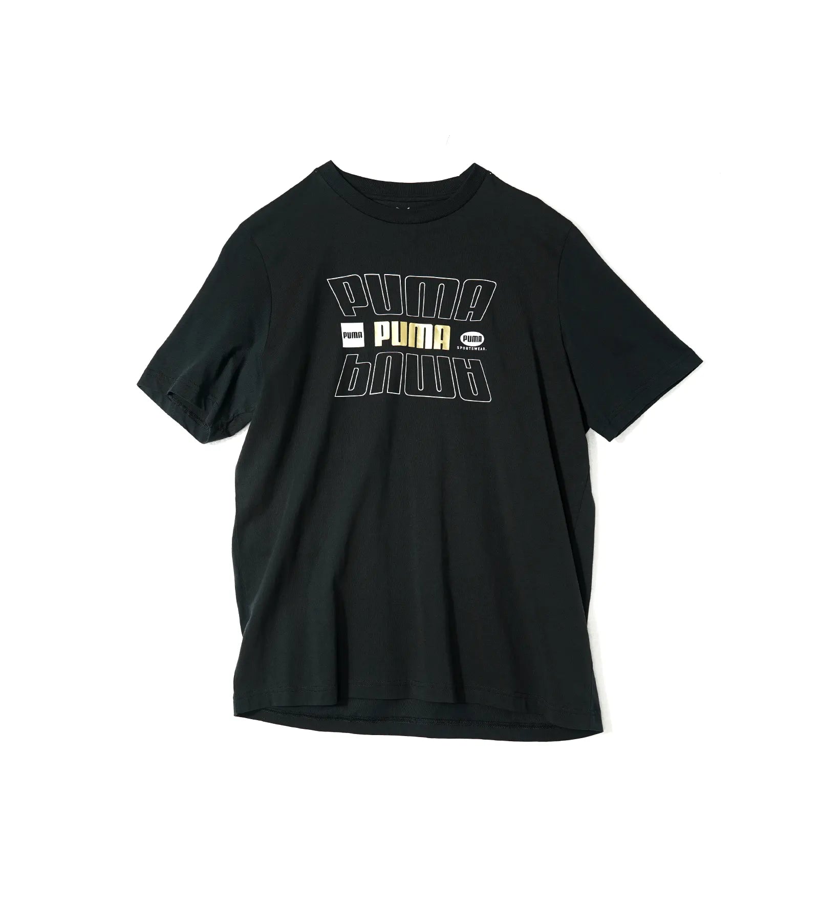 Puma Round Neck T-Shirt - Black with Bold Logo Graphic