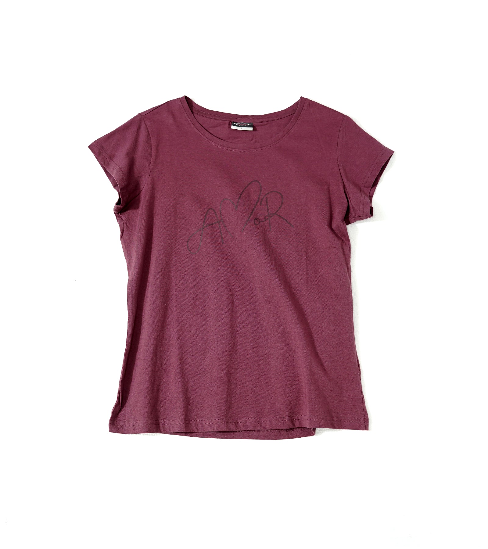 H&M T-Shirt – Burgundy with AMOR Print