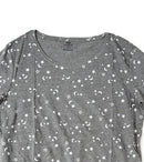 H&M Women’s Grey Short Sleeve T-Shirt with All-Over White Star & Moon Print | Soft Cotton Blend