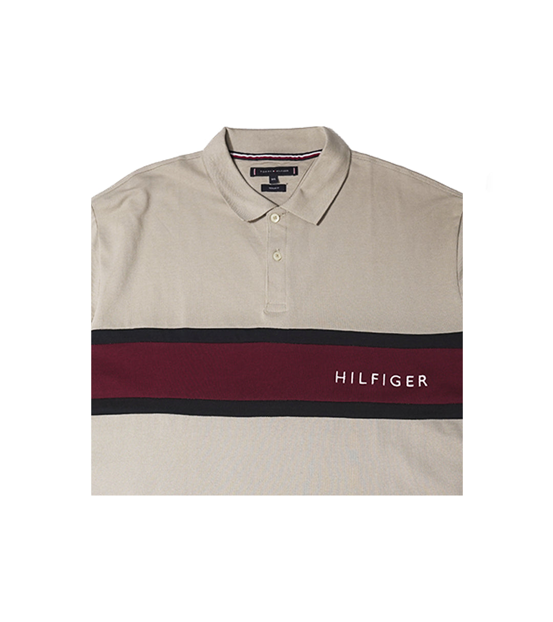 Tommy Hilfiger Premium Navy Polo Shirt with Striped 'HILFIGER' Logo