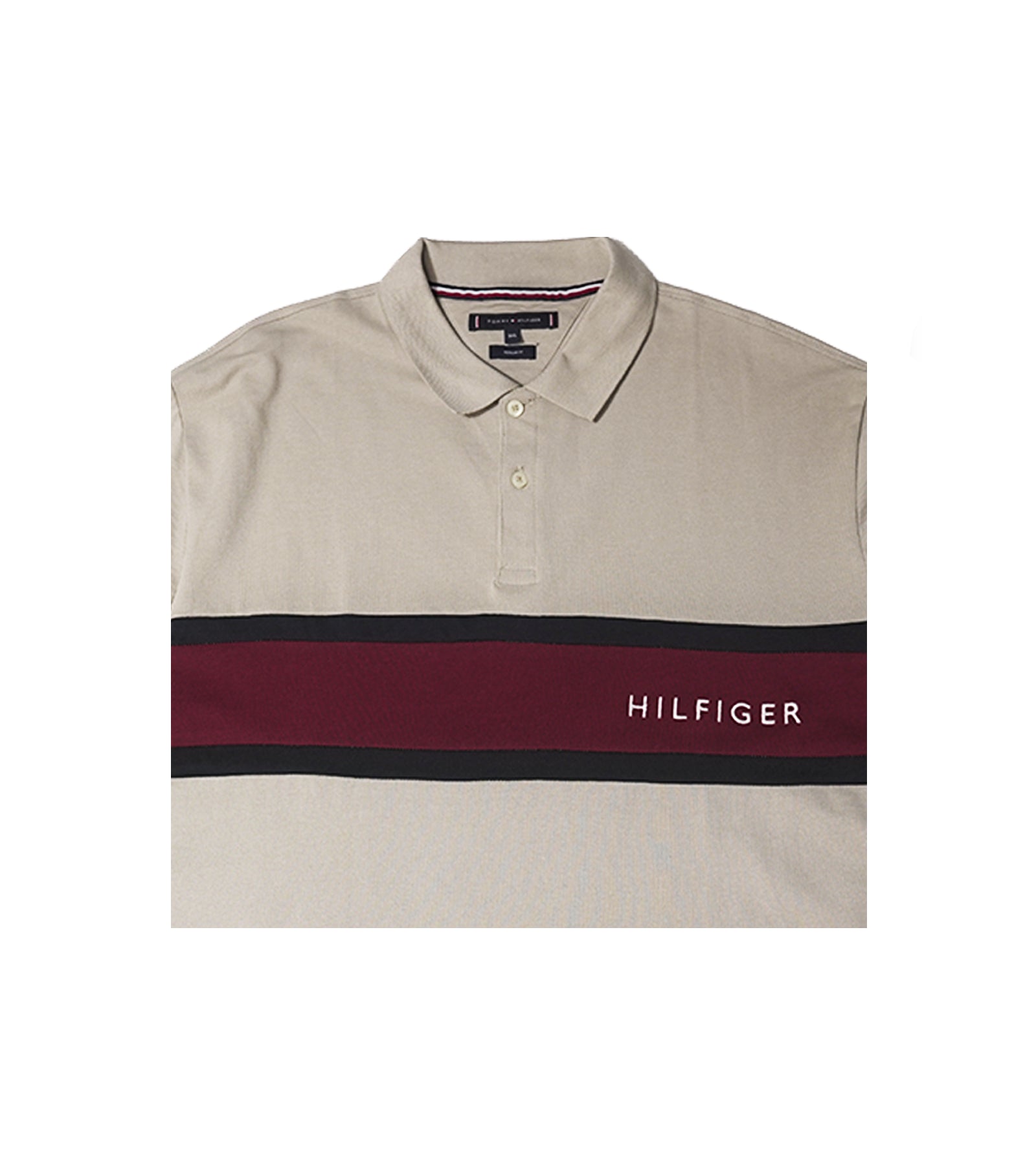 Tommy Hilfiger Premium Navy Polo Shirt with Striped 'HILFIGER' Logo