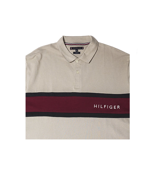 Tommy Hilfiger Premium Navy Polo Shirt with Striped 'HILFIGER' Logo