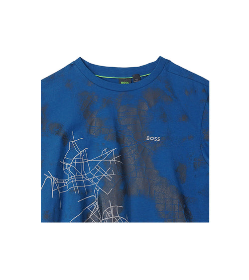 BOSS Men's Blue Graphic Logo T-Shirt