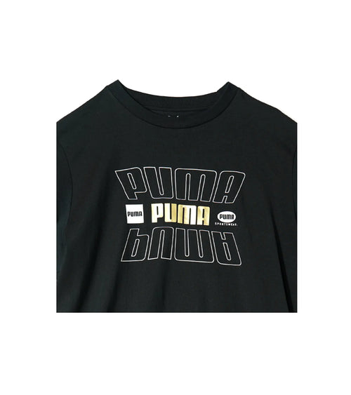 Puma Round Neck T-Shirt - Black with Bold Logo Graphic