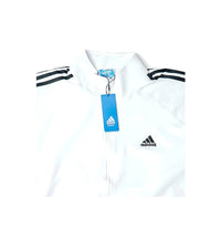 Adidas Premium Zipper Jacket | White Athletic Zip Jacket with Black Stripes