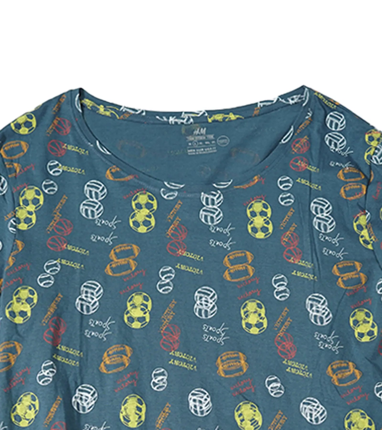 Blue Cotton T-Shirt with Sports Print – Casual Athletic Style