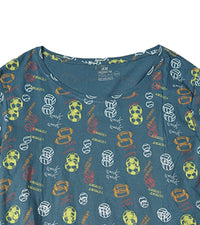 Blue Cotton T-Shirt with Sports Print – Casual Athletic Style