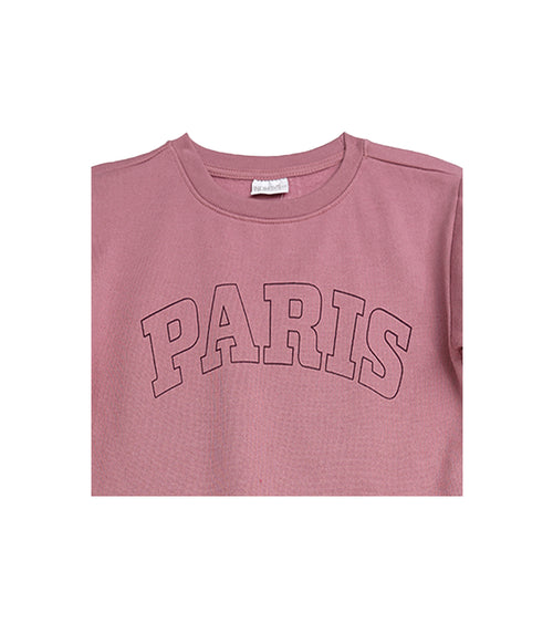 Infinity Sweat shirt | Pink Sweat shirt with Bold Paris Graphic