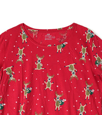 H&M Premium Round Neck | Red Reindeer Print T-Shirt