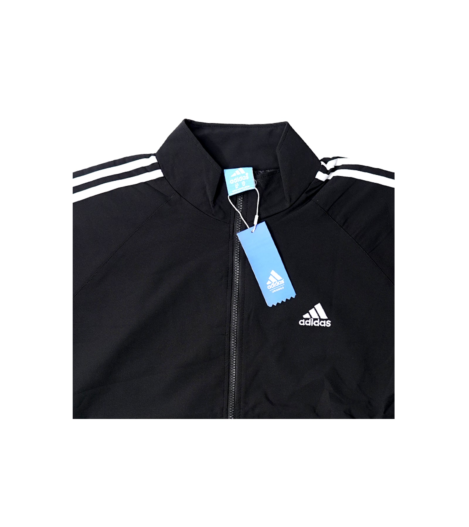 Adidas Premium Zipper Jacket | Black Zip Jacket with Three Stripes
