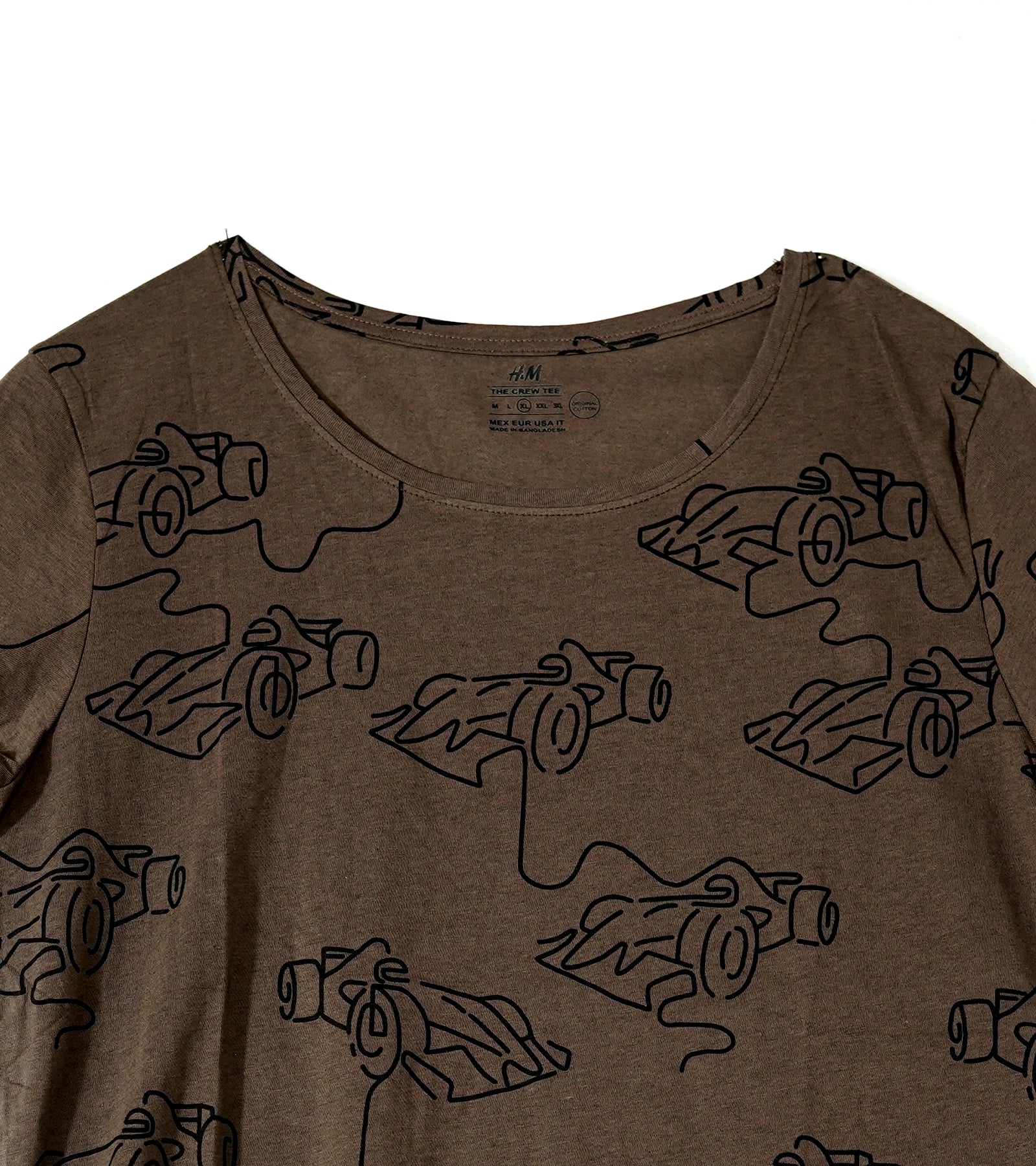 Brown Short-Sleeve T-Shirt with Racing Car Print - Casual Kids' Graphic Tee