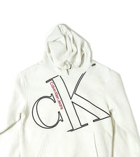 Calvin Klein Jeans White CK Logo Hoodie – Premium Fleece Pullover for Men