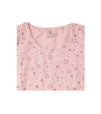 H&M Premium Round Neck | Pink Star Print T-Shirt