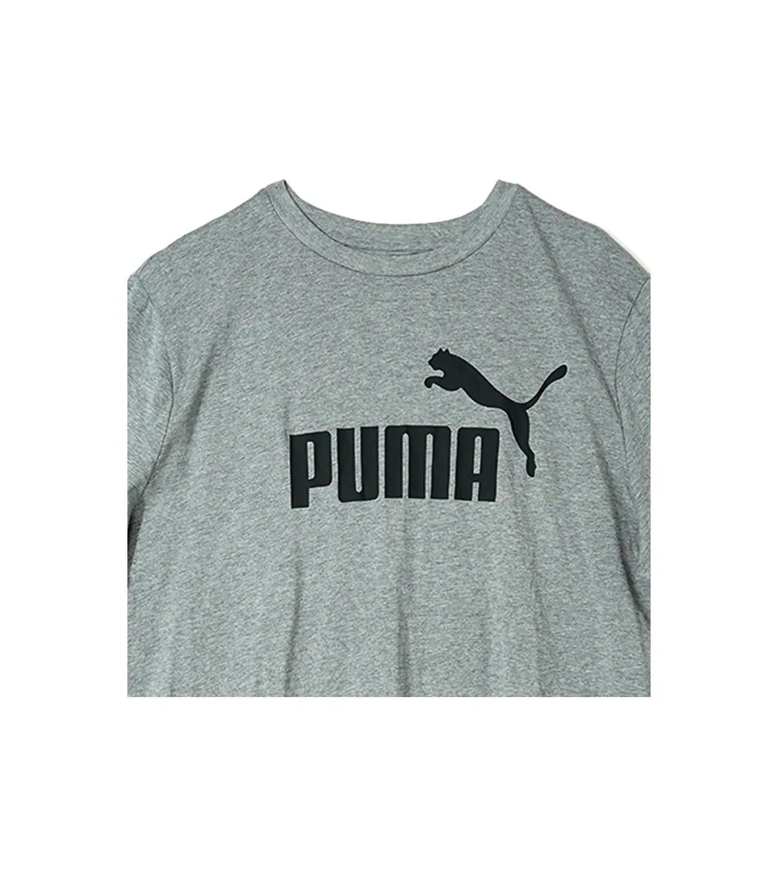 Puma Round Neck T-Shirt - Heather Grey with Bold Logo