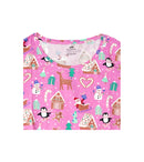 H&M Premium Round Neck | Pink Christmas Print T-Shirt
