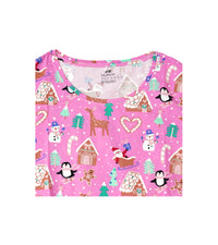 H&M Premium Round Neck | Pink Christmas Print T-Shirt