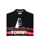 Tommy Jeans Premium Polo in Black with Red Stripes