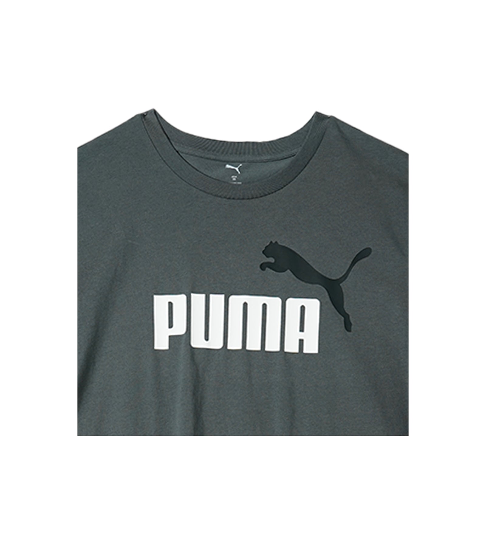 Puma Round Neck T-Shirt - Charcoal Grey with Bold Logo