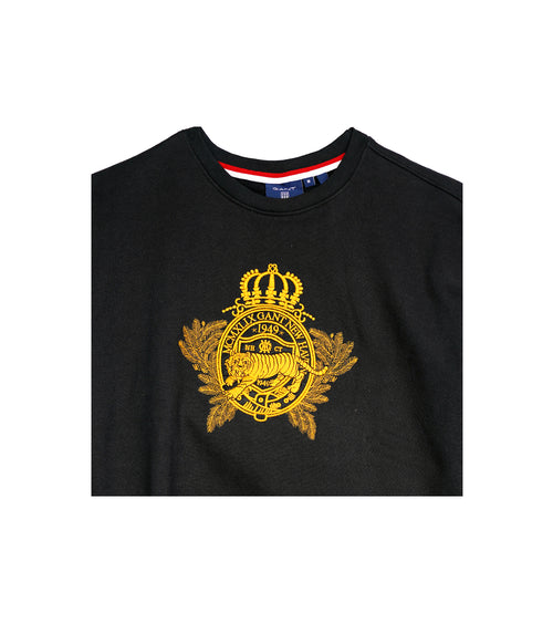 Gant Black Sweatshirt with Embroidered Crest