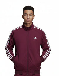 Adidas Premium Zipper Jacket | Maroon Zip Jacket with Three Stripes
