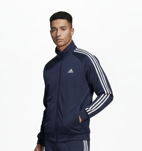 Adidas Premium Zipper Jacket | Navy Blue Athletic Zip Jacket