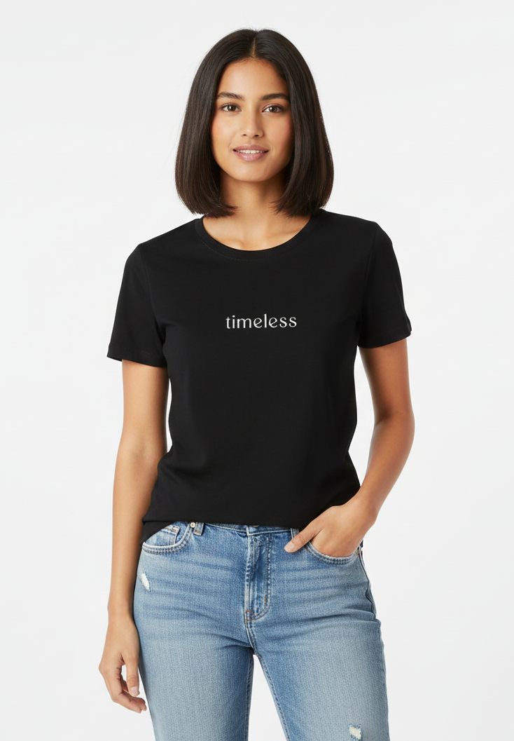Thought Women's Timeless Black T-Shirt - Minimalist Statement Tee